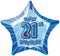 Glitz Blue 21st Birthday Star 50cm (20") Foil Balloon Packaged